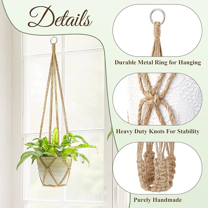 Dahey Macrame Plant Hanger Set of 3 and 2 with Hooks Indoor Hanging Planter Basket 35"/29"/23" Handmade Woven Cotton Rope Flower Plant Holder for Boho Home Decor
