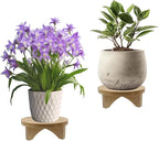 Oedema 6 Inch Indoor Plant Stand Round Solid Wood Flower Stand Mid Century Modern Plant Stand for Displaying, Small Plants, Desktop, Office & Home Decor
