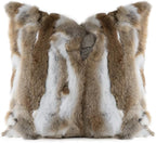 MOOX Rabbit Fur Throw Pillow Covers Decorative Fluffy Soft Fuzzy Plush Luxury Genuine Animal Skin Lumbar Pillow 18"x18" Cushion Cover, Couch-Yellow White