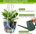 Set of 2 Hanging Planters for Indoor Plants with Self Watering Includes Hanging Pots and 2 Types Plant Hangers, Outdoor Hanging Baskets Holder for Home Garden, 10 Inch Aegean Blue