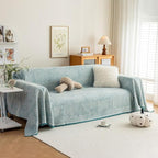 ROOMLIFE Blue Couch Cover Boho Sofa Covers for 3 Cushion Couch Washable, Furniture Protector Sofa Couch Cover for Dogs, Soft Breathable Sofa Slipcover, Couch Throw Blankets with Tassels 71''X118''