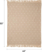 100% Cotton Boho Throw Blanket for Home Decor – Classic Farmhouse Quilt Bedding, Muslin Blankets for Adults, Vintage Woven Decorative Blanket for Couch, Bed Layering Use, Classic Dotted, 60"x80"