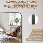 Koonmi Full Length Mirror, 78"x35" Mirror Full Length with Stand, Black Domed Top Square-Edged Floor Mirror with Aluminum Alloy Frame for Bedroom Living Room