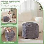 Round Stuffed Pouf, Corduroy Poufs with Foam Chunk Filling,20 X 15 Inches Floor Poufs Foot Rest for Living Room