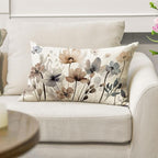 AVOIN colorlife Poppy Flowers Chinoiserie Spring Fall Throw Pillow Cover, 12 x 20 Inch Seasonal Leaves Cushion Case Decoration for Sofa Couch Farmhouse