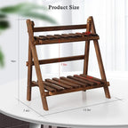 2 Tier Tabletop Plant Stand Step Style Desktop Storage Organizer Wood Display Shelf Decorative Storage Rack, Foldable Small Plant Shelf