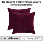 decorUhome Chenille Burgundy Spring Throw Pillow Covers 18x18 Inch Set of 2, Decorative Soft Couch Pillow Covers Solid Dyed Accent Farmhouse Neutral Square Pillow Cases for Sofa