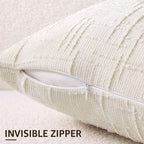 decorUhome Spring Cream White Chenille Throw Pillow Covers 18x18 Set of 2 Textured Soft Cozy Slubby Couch Pillow Covers Modern Farmhouse Boho Decorative Pillow Cases for Bed Sofa Living Room