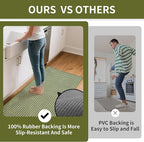 Kitchen Rugs Non Slip Washable, Rubber Backing Soft Chenille Braided Kitchen Mats for Floor, Super Absorbent Kitchen Runner Rug Standing Mat Sink Mat, Easy to Clean, Green 17"x47"