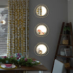3 Set 9.5 Inch Gold Circle Mirrors Wall Decor Iron Frame Wire Mirror Metal Circular Mirror Home Decor Hanging Mirrors for Room/Bedroom/Bathroom/Entryway