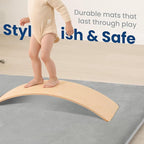 Baby Play Mat for Floor,Extra Large 59"×71" Playpen Mat for Tummy Time,Thicker Padded Elasti Foam Activity Mats,Water Repellent Ultra Soft Velvet,Non-Slip Backing Safe for Crawling(Light Grey)