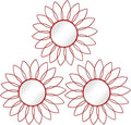 3 Pack Metal Mirrors for Wall Sunburst Wall Mirrors Home Décor Decorative Hanging Wall Art for Living Room Bedroom Entryway (Red, Flowers)