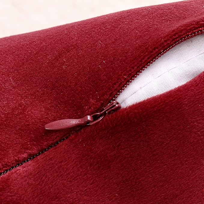 NiNi ALL Decorative Throw Pillow Covers Velvet 22x22 Inch Pack of 2 Burgundy Red Cushion Covers Soft for Couch Sofa Bedroom Living Room Outdoor