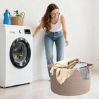 115L Large Blanket Basket,23.6" L x 23.6" W x 15.7" H Rope Woven Baskets with Handles, Toys Storage Bins,Laundry Basket Perfect for Living Room, Nursery,Bedroom,Home Organization,Brown