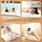 Honeydak 3 in 1 Giant Bean Bag Chair Cover Only (No Filler) Convertible Bean Bag Lazy Floor Sofa Cover Without Filling Washable Multifunctional Stuffed Animal Storage for Bedroom Living Room