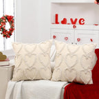 Oudain Set of 2 Heart Love Cute Decorative Throw Pillow Covers, 18 x 18 Inches Soft Plush Faux Fur Pillow Covers for Couch Sofa Indoor Outdoor Home Decoration