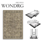 4x5 Washable Brown Area Rug Vintage Entryway Office Carpet Non-Slip Soft Low Pile Distressed Indoor Throw Rug for Living Room Bathroom Dining Room