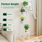 Plant Stand Indoor Outdoor 4 Tier Metal Plant Shelf for Multiple Plants Corner Flower Holders for Living Room Balcony Bedroom Patio Garden, Black (White, 4-Tier)