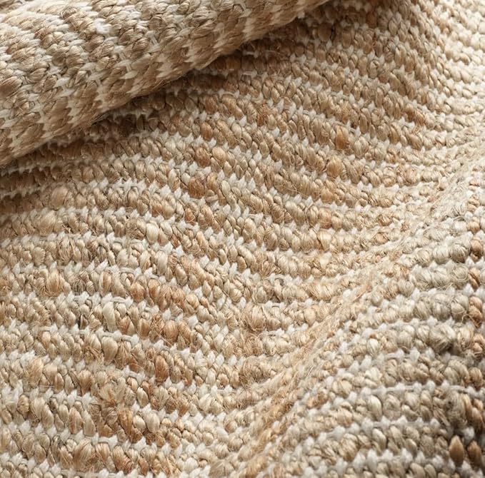S & L Homes Jute Pulse Handwoven Natural Area Rug for Living Room Bedroom Kitchen Hallway Entryway- Rustic Vintage Farmhouse Decor - (9' x 12' Natural Ivory)