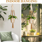 Hanging Planter for Indoor Plants, Colorful Macrame Plant Hanger with Tassel, Boho Wall Decor for Living Room Bedroom Office