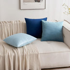 MIULEE Velvet Throw Pillow Covers 16x16 Inch, Pack of 2 - Dark Blue, Soft Solid Decorative Pillow Covers Farmhouse Modern Home Decor for Couch Sofa Bedroom Living Room