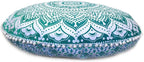 ICC Large Round seat Floor Cushion Chair Ottoman Cover, Pouf Pillow Meditation Floor Cushions Covers, Seating pouffe Throw Covers Craft Room Furniture for Sitting Cover 32" Inches Green
