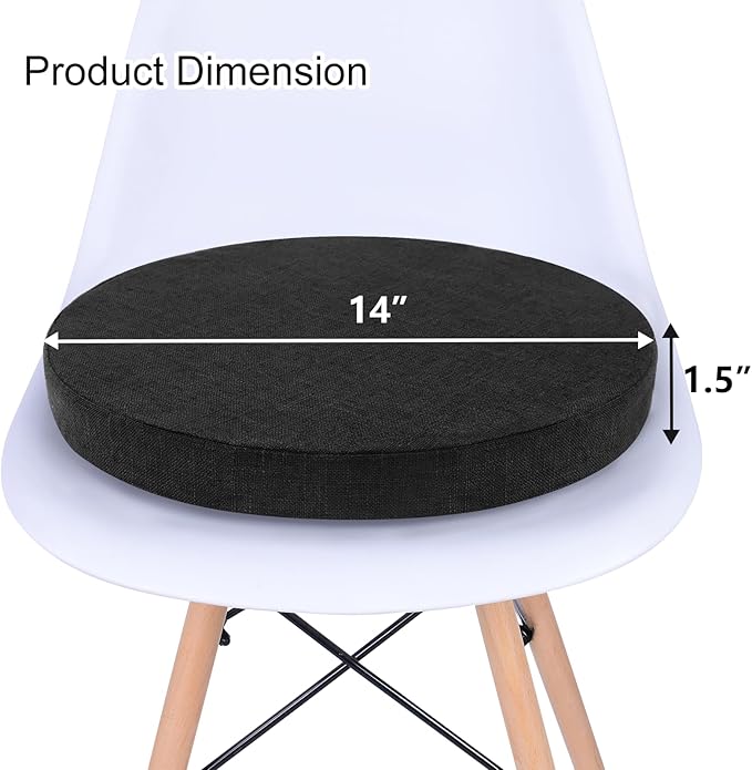 Tromlycs Round Chair Seat Cushion Pad 14 inch for Circle Stool Chairs Non Slip Decorative Foam Cushion Pillow, 1 Piece, 14 x 14 inches, Black