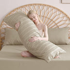 JELLYMONI Pillowcases Body Size Khaki 1 Pack Boho Striped Bed Pillow Covers 20x54in Polyester Envelope Pillow Shams Tufted Bohemian Textured (Pillows are not Included)
