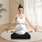 Meditation Floor Cushions, Thickened Floor Pillow for Adults, Large Square Pillows Seat Cushion for Tatami Living Room Yoga, Memory Sponge Block Added, 22x22 Inch, Black