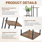 4 Tier Plant Stand Indoor Outdoor, Wood Metal Corner Shelf, Multiple Flower Pot Rack Holder Shelves, Planter Shelf Display Storage Organizer for Patio Living Room Balcony (Black)