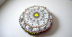 CRAFT KALA Large Round Bohemian Floor Pillow Pouf Cover Mandala Meditation Room Pillow Cover for Adults Boho Seating Poufs Cushion Cover for Kids Playroom 32" Round Yellow and White Zodiac