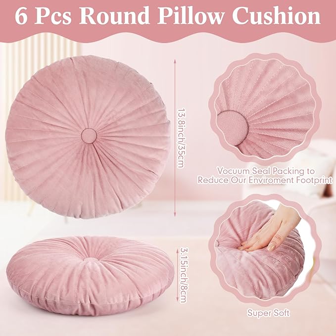 Namalu 6 Pcs 13.8 Inch Floor Cushions for Classroom Seat Cushion Assorted Colored Floor Cushion Velvet Round Throw Pillow Classroom Seating for Kids Adult Preschool Playroom Daycare Nursery Elementary