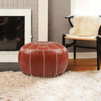 Decorative Pouf Foot Stool Round Unstuffed Leather Ottoman Cushion Storage seat or for Resting Your Feet on, Floor Chair Foot Living Room Bedroom Kids Room and Wedding (Rust)