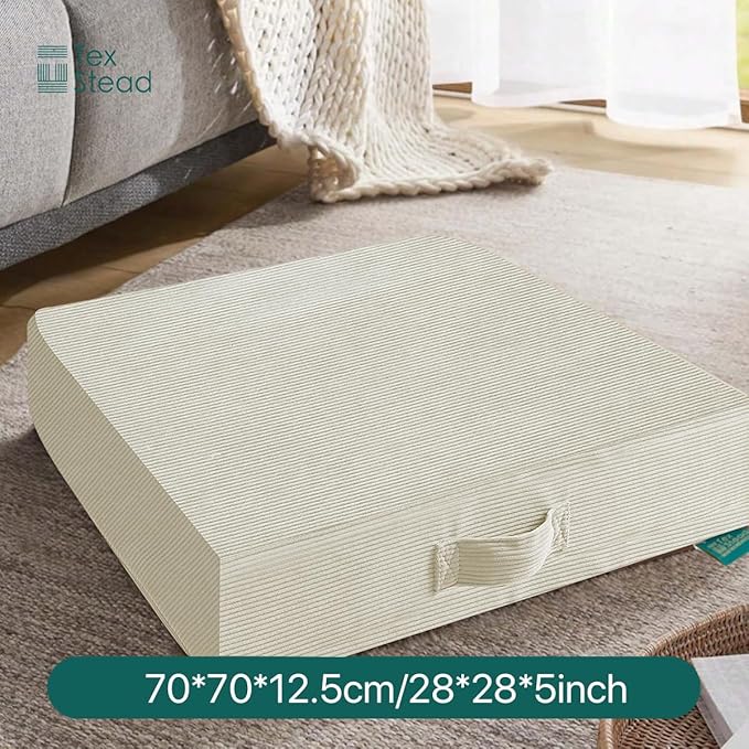 28 inches Meditation Floor Pillow Square Large Floor Cushions for Adults, Thick Memory Foam Seat Cushions for Yoga, Living Room, Sofa, Tatami, Bay Window Beige