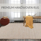 Savi Home Jute Cotton Rug 6'x9' ft – Hand Woven Soft Cotton Jute Area Rug, Natural Farmhouse Décor for Living Room, Rustic Vintage Boho Style Carpet
