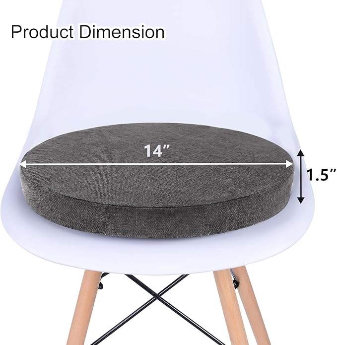 Tromlycs 14 Inch Round Bar Stool Cushion Non-Slip Foam Seat Pad Removable Cover for Circle Chairs (14x14 Inches, Gray)