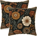 KSLIDS Boho Flower Soft Velvet Throw Pillow Covers Set of 2 Modern Abstract Retro Bohemian Flower Decorative Pillow Covers 20x20 Inch Mid Century Tropical Leaves Pillow Case for Sofa Couch Home Decor