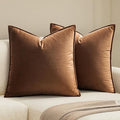 MIULEE Brown Velvet Throw Pillow Covers 18x18 Soft Decorative Solid Square Cushion Cases Pack of 2 Modern Luxury Home Decor for Couch, Sofa, Bedroom