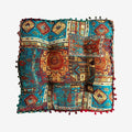 Square Bohemian Floor Pillow, Meditation Floor Seat Cushion, Large Soft Cotton Linen Pillows for Yoga Living Room Balcony Outdoor Tatami, 22x22 Inches (Blueflower Square)