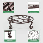 Yimobra 4 Pack Plant Stand for Flower Pot Heavy Duty Potted Holder Indoor Outdoor Metal Rustproof Iron Garden Container Round Supports Rack for Planter (4PC Brown 10.24 x 2.36 IN)