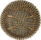 1Pc Woven Seagrass Belly Basket for Storage, Laundry, Picnic, Plant Pot Cover, and Grocery and Toy Storage (Black (Wavy Pattern))