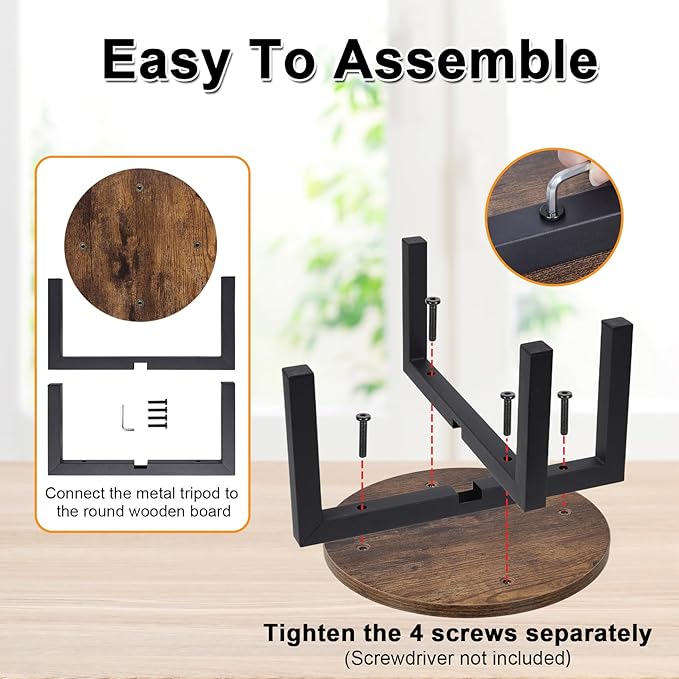 Plant Stand Indoor, Heavy Duty Sturdy Metal Plant Holder, Wooden plant Stool, Single Plant Pot Stand Low Short Planter Stand Fit 5-12 Inch Pot