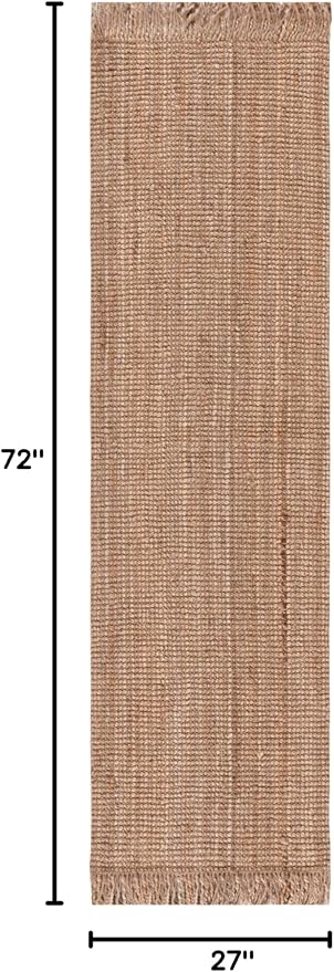 SAFAVIEH Natural Fiber Collection Runner Rug - 2'3" x 6', Natural, Handmade Woven Fringe Jute, Ideal for High Traffic Areas in Living Room, Bedroom (NF809A)