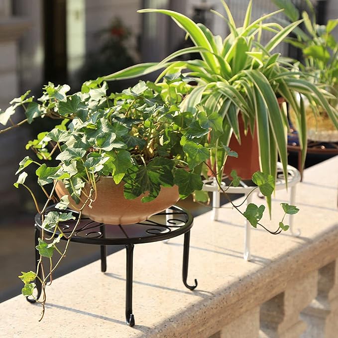 Tosnail 4 Pack Metal Plant Stand, Planter Support Rack, Plant Pot Stands, Planter Holder Heavy Duty, Rust Proof Iron Potted Plant Flower Pot Stand for Indoor Outdoor Garden Patio, Black, 9 Inch