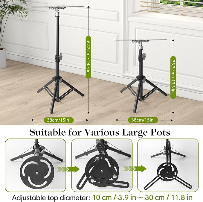 AZEAM Adjustable Plant Risers for Inside Pots, 2 PCS Planter Inserts Fillers 13"- 24" Raise for Large Flower Pots, Height Planter Lifter Stand with 4"-12" Top Support for Outdoor Indoor Plants