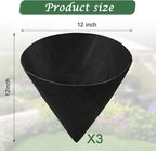 3PCS 12 Inch Cone Shaped Planter Basket Liners Fabric Hanging Plant Liners Non-Woven Planter Liners Black Felt Liners Replacement Inserts for Flower Hanging Baskets Outdoor Plants - Avoid Bird Nesting