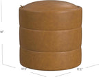 Spatial Order Storage Round Ottoman with Removable Lid (with Hidden Storage) | Spatial Order Home Décor | Upholstered Round Velvet Ottoman – Carmel Faux Leather