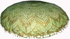 Mandala Barmeri Large Floor Pillow Cover Cushion Meditation Seating Ottoman Throw Cover Hippie Decorative Zipped Bohemian Pouf Ottoman Poufs, Pom Pom Pillow Cases Blue Gold Trishol, 32 inch Round