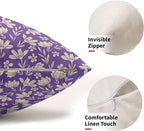 Purple Pillow Covers 12x20 Set of 2 Vintage Floral Rustic Old Style Cute Flower Print Rectangle Decorative Outdoor Pillowcases Seasonal Farmhouse Throw Cushion Case Couch Sofa Bed Decor