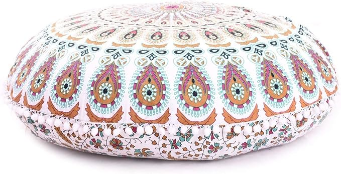 32" Mandala Bohemian Yoga Meditation Floor Pillow Cushion Seating Throw Cover Hippie Decorative Cover